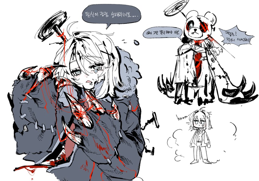 don quixote, faust, yi sang, and hurting teddy bear (project moon and 1 more) drawn by b_gaemi