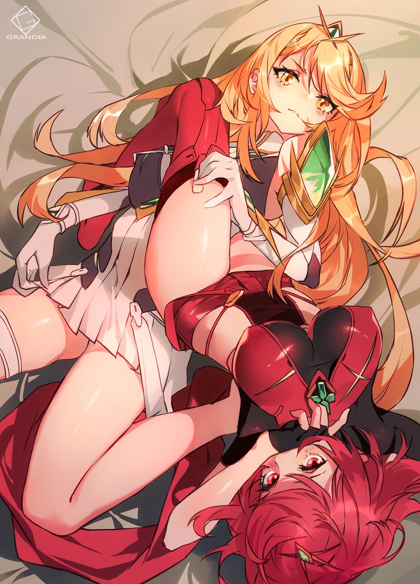 pyra and mythra (xenoblade chronicles and 1 more) drawn by grandia_lee
