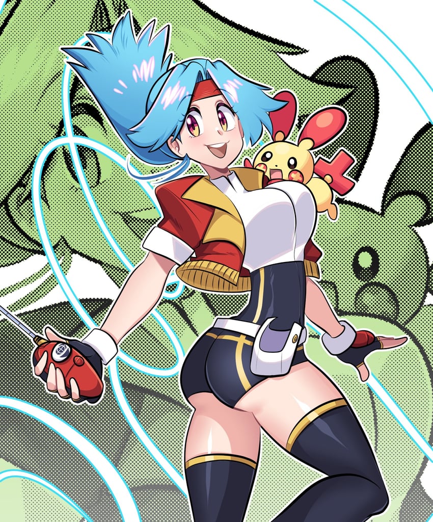 plusle and solana (pokemon and 1 more) drawn by missandydandy