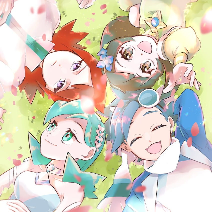 ethan, lyra, silver, and kris (pokemon and 1 more) drawn by licorice_kure