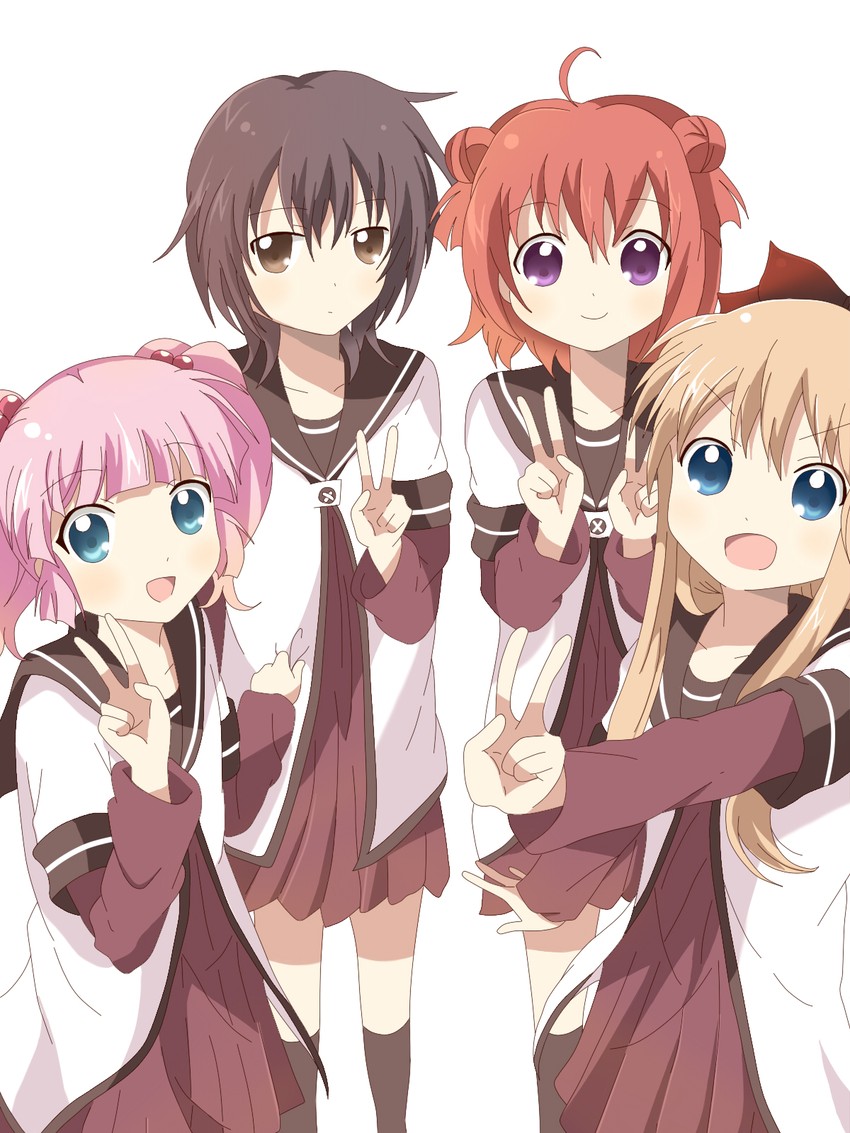 toshinou kyouko, akaza akari, funami yui, and yoshikawa chinatsu (yuruyuri) drawn by watage_modoki