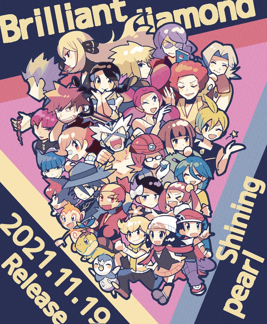 dawn, cynthia, lucas, barry, chimchar, and 21 more (pokemon and 1 more) drawn by anidler91