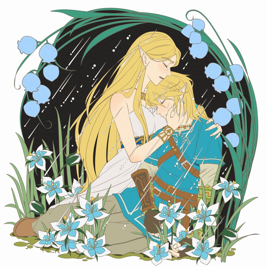 link and princess zelda (the legend of zelda and 2 more) drawn by 8er8er1s