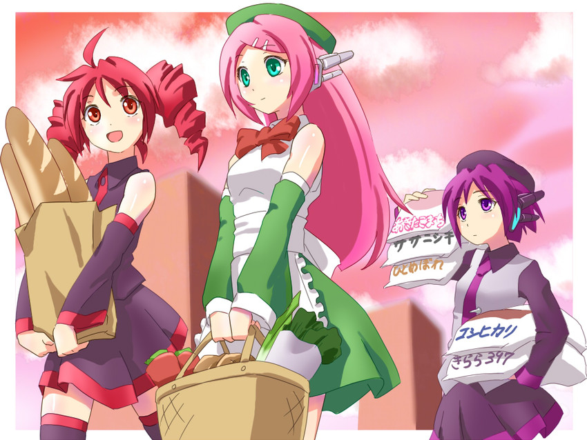 kasane teto, utane uta, and momone momo (utau) drawn by harisenbon_(power-slide)