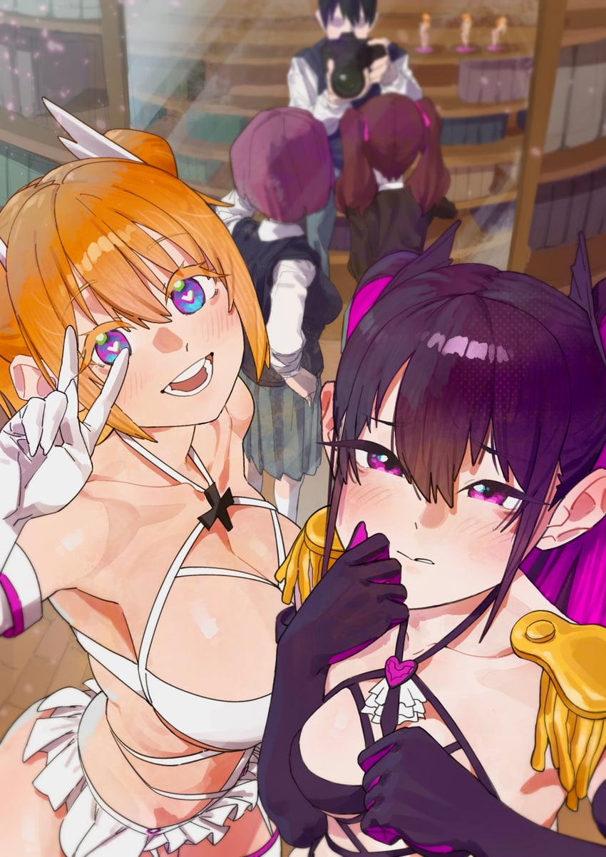 amano ririsa, liliel, tachibana mikari, okumura masamune, miriella, and 1 more (2.5 jigen no ririsa) drawn by kuriki_art