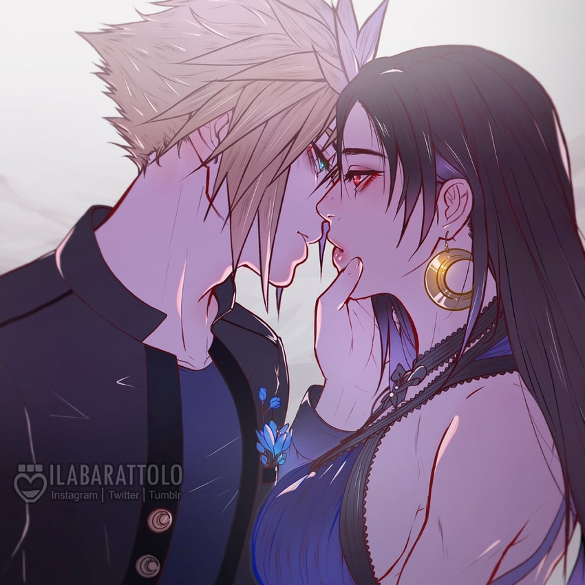 tifa lockhart and cloud strife (final fantasy and 2 more) drawn by ilabarattolo