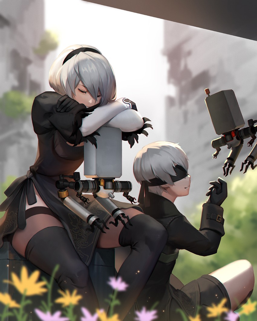2b, 9s, and pod (nier and 1 more) drawn by jiro_(ninetysix)