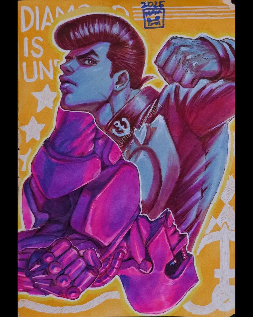 higashikata josuke and crazy diamond (jojo no kimyou na bouken and 1 more) drawn by maya_panda