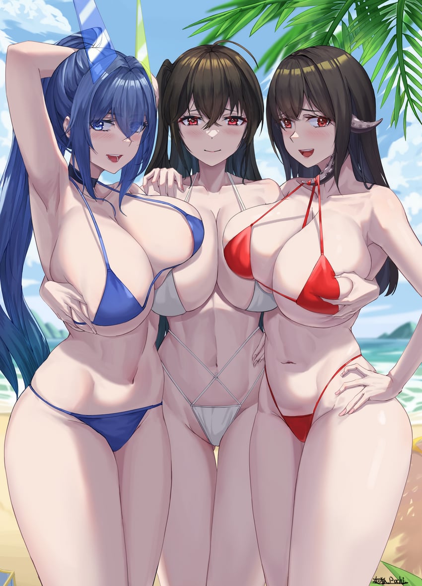 taihou, new jersey, and royal fortune (azur lane) drawn by grayfoxpochi