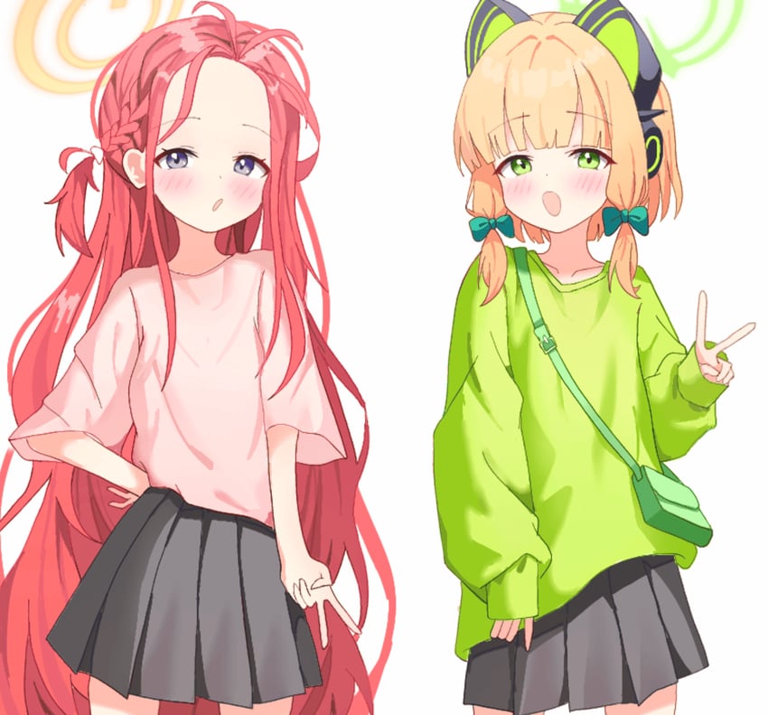 midori and yuzu (blue archive) drawn by cardcat_00