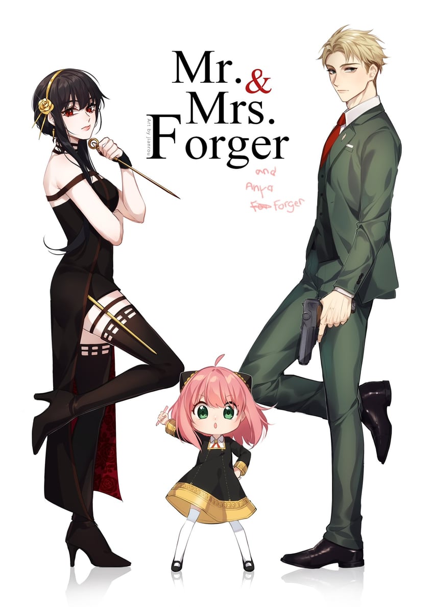 yor briar, anya, and twilight (spy x family and 1 more) drawn by rourouki