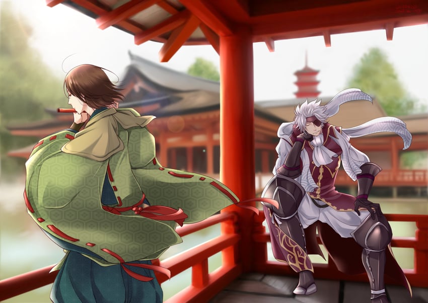 chousokabe motochika and mouri motonari (sengoku basara) drawn by murakami_nana