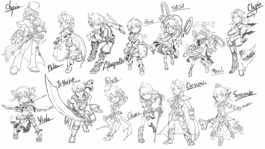 frederic chopin, polka, salsa, viola, beat, and 7 more (sekaiju no meikyuu and 1 more) drawn by hige_(yosemite)