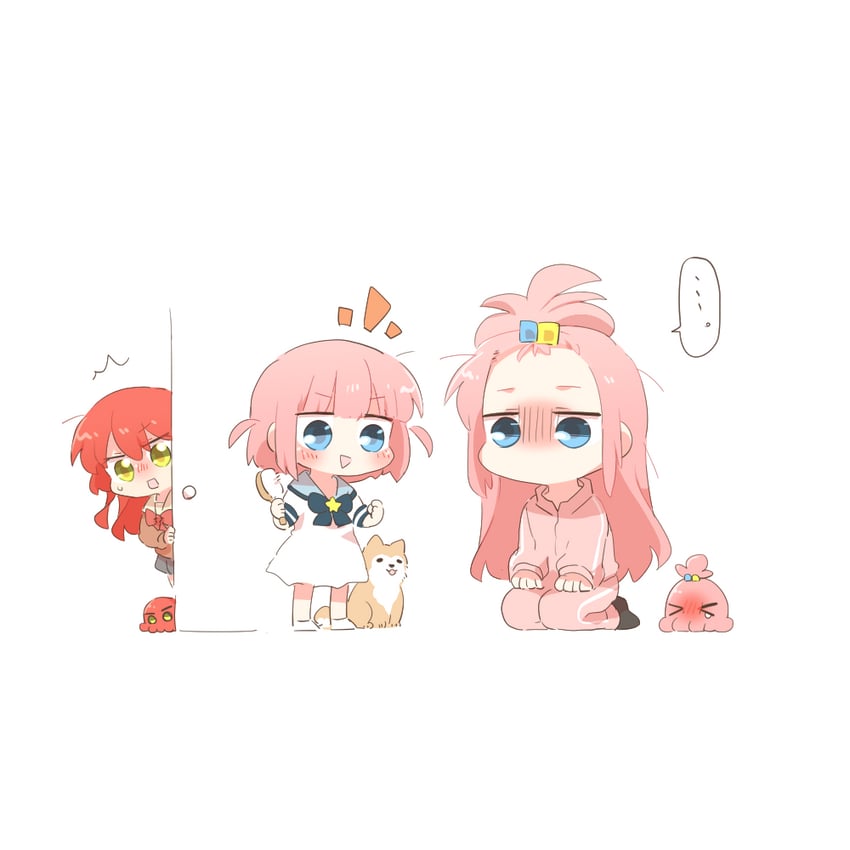 gotoh hitori, kita ikuyo, gotoh futari, and jimihen (bocchi the rock!) drawn by rebecca_(keinelove)
