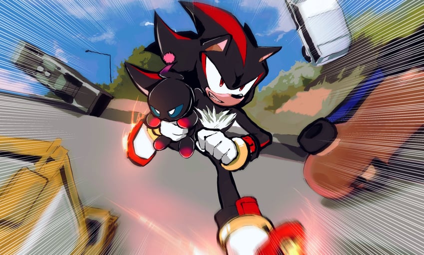 shadow the hedgehog and dark chao (sonic) drawn by shapam_(zeepgalae)