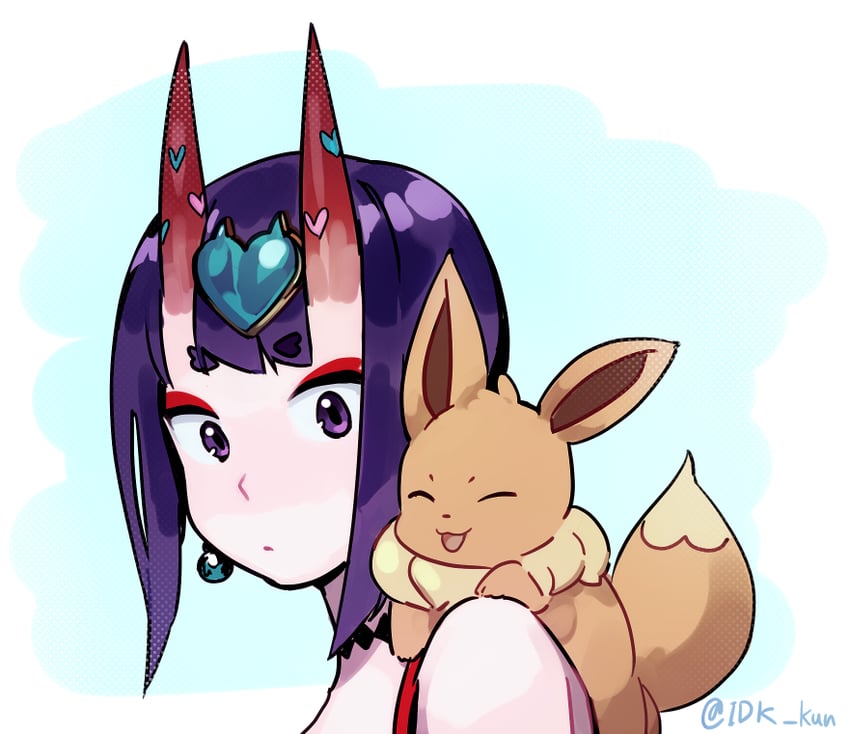 shuten douji, eevee, and yuuki aoi (fate and 3 more) drawn by idk-kun