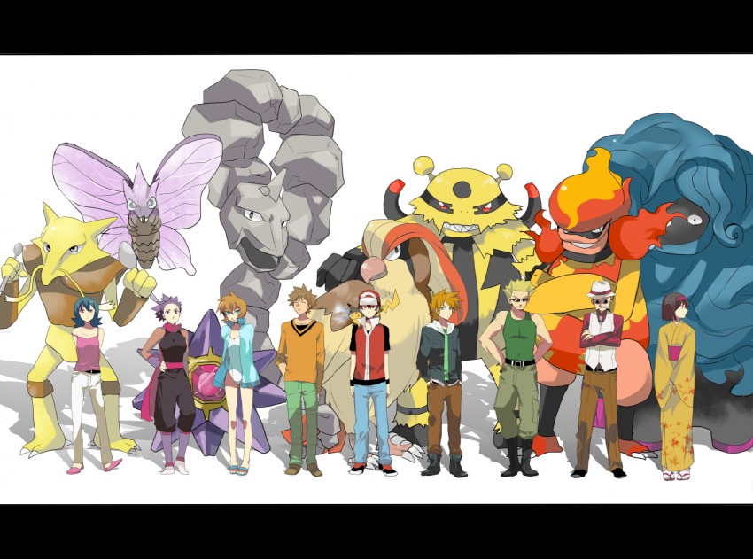 pikachu, red, misty, blue oak, sabrina, and 13 more (pokemon and 3 more) drawn by aya_(emo)