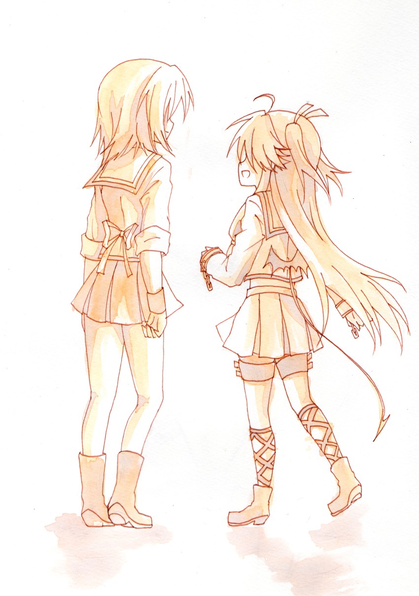 yui and iwasawa masami (angel beats!) drawn by yuihira_asu