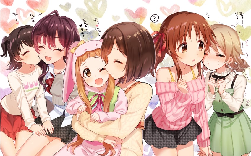 ichinose shiki, maekawa miku, akagi miria, morikubo nono, totoki airi, and 1 more (idolmaster and 2 more) drawn by kurasaki_moroko