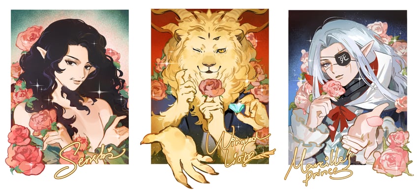 senshi and winged lion (dungeon meshi) drawn by nanikoreee9