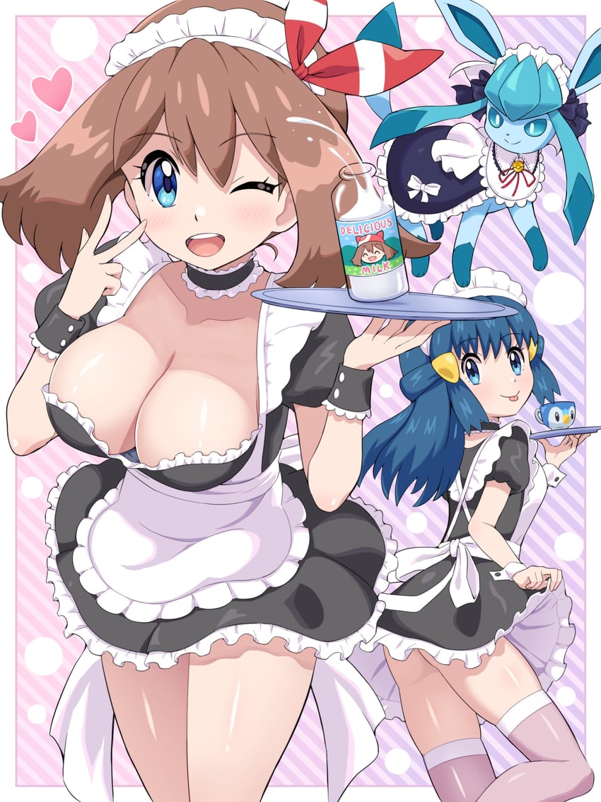 dawn, may, and glaceon (pokemon and 3 more) drawn by pokemoa