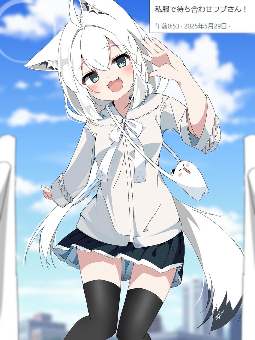 shirakami fubuki and fubuzilla (hololive) drawn by shirayuki_(snow_link)