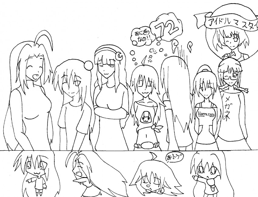 hoshii miki, kisaragi chihaya, shijou takane, ganaha hibiki, miura azusa, and 3 more (idolmaster and 1 more) drawn by daisukeuke
