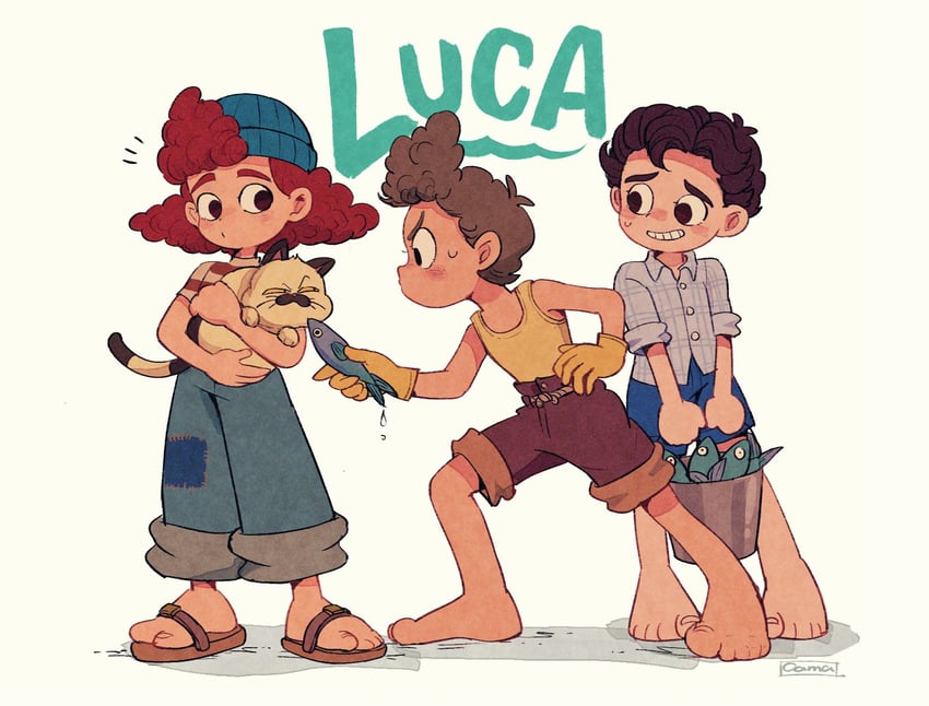 luca paguro, alberto scorfano, and giulia marcovaldo (luca) drawn by amazou