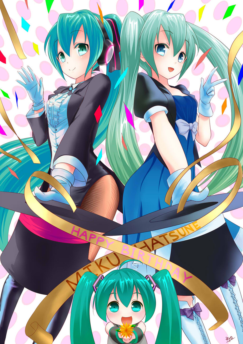 hatsune miku and magical mirai miku (vocaloid and 3 more) drawn by kyo_(kyo21413)