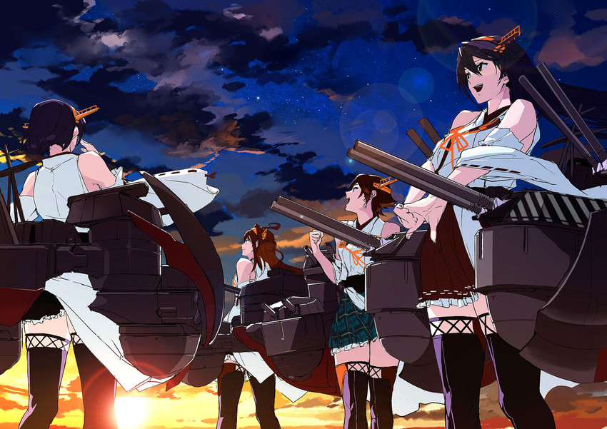 kongou, haruna, hiei, and kirishima (kantai collection) drawn by ruuto_(sorufu)