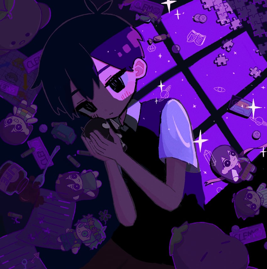 sunny, omori, basil, aubrey, mari, and 4 more (omori) drawn by ninini_(happy_goody115)
