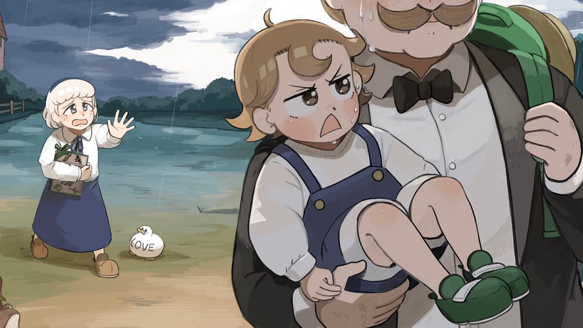 froggy nun, sheep nun, and froggy nun's father (little nuns) drawn by diva_(hyxpk)