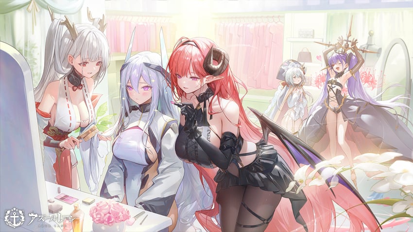 hindenburg, kearsarge, shimanto, flandre, and felix schultz (azur lane) drawn by keto_cactus