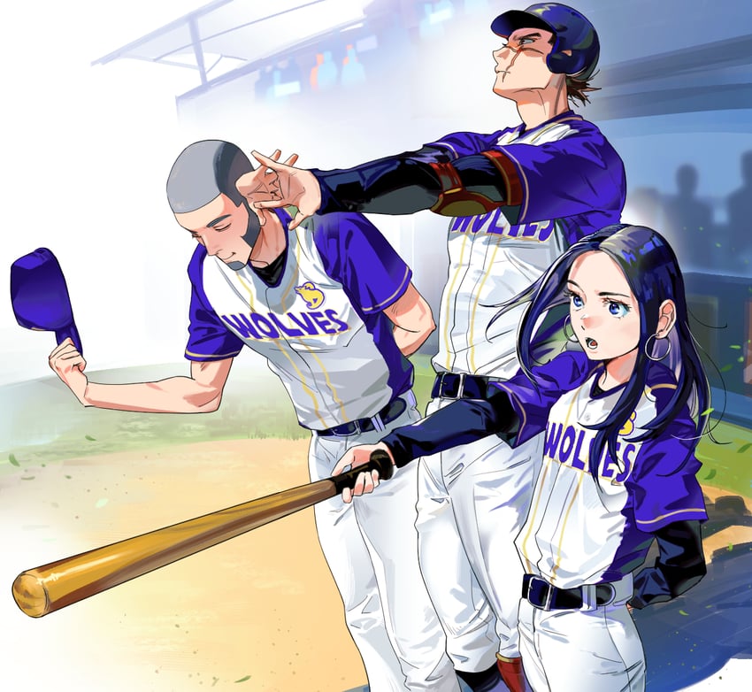 sugimoto saichi, asirpa, and shiraishi yoshitake (golden kamuy) drawn by luke_skyfaller