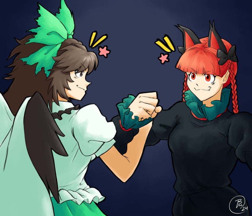 kaenbyou rin and reiuji utsuho (touhou and 1 more) drawn by bread_master