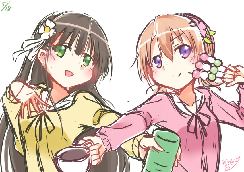 hoto cocoa and ujimatsu chiya (gochuumon wa usagi desu ka?) drawn by hetareeji