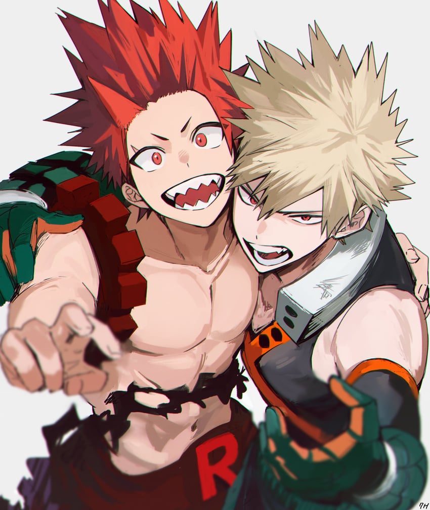 bakugou katsuki and kirishima eijiro (boku no hero academia) drawn by depisx