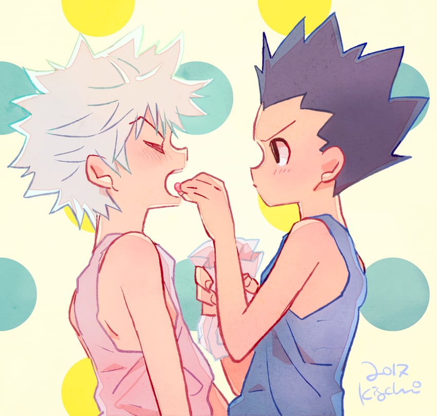 killua zoldyck and gon freecss (hunter x hunter) drawn by kiguchi_(aprico)