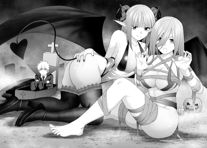 nakano nino, nakano miku, and uesugi fuutarou (go-toubun no hanayome) drawn by kosmos_beta