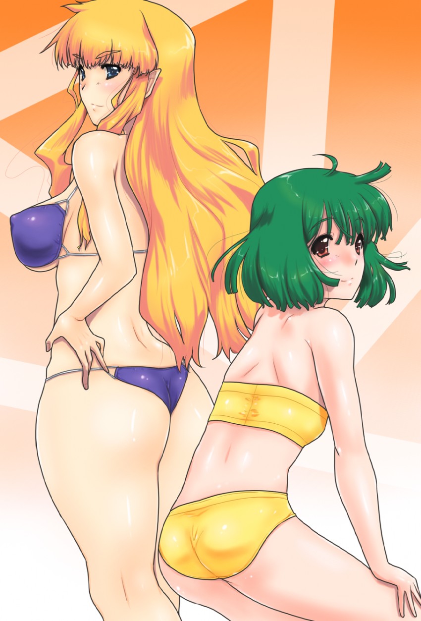 sheryl nome and ranka lee (macross and 1 more) drawn by kai_tsuruta