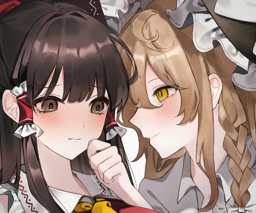 hakurei reimu and kirisame marisa (touhou) drawn by hanaya_(fleur)
