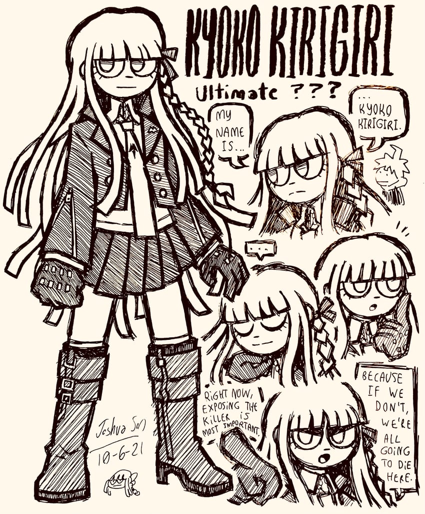 kirigiri kyoko and naegi makoto (danganronpa and 1 more) drawn by josh-s26