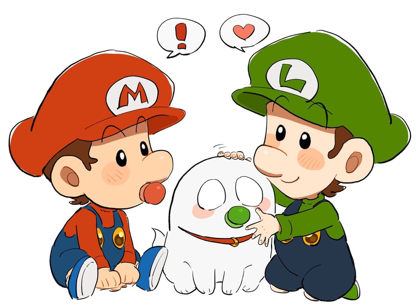mario, luigi, baby mario, polterpup, and baby luigi (mario and 2 more) drawn by mimimi_(mimimim9999)
