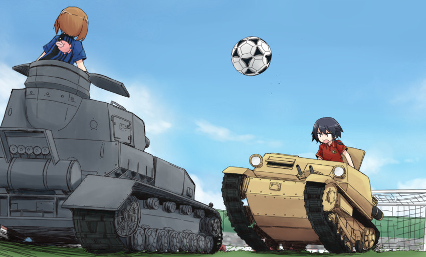 nishizumi miho and pepperoni (girls und panzer) drawn by kakizaki_(chou_neji)
