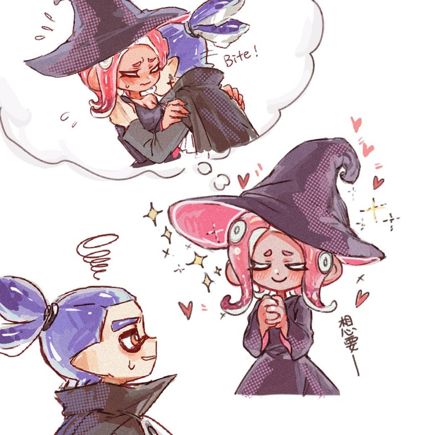 inkling player character, octoling player character, octoling girl, inkling boy, agent 8, and 1 more (splatoon) drawn by gucandiyi52092