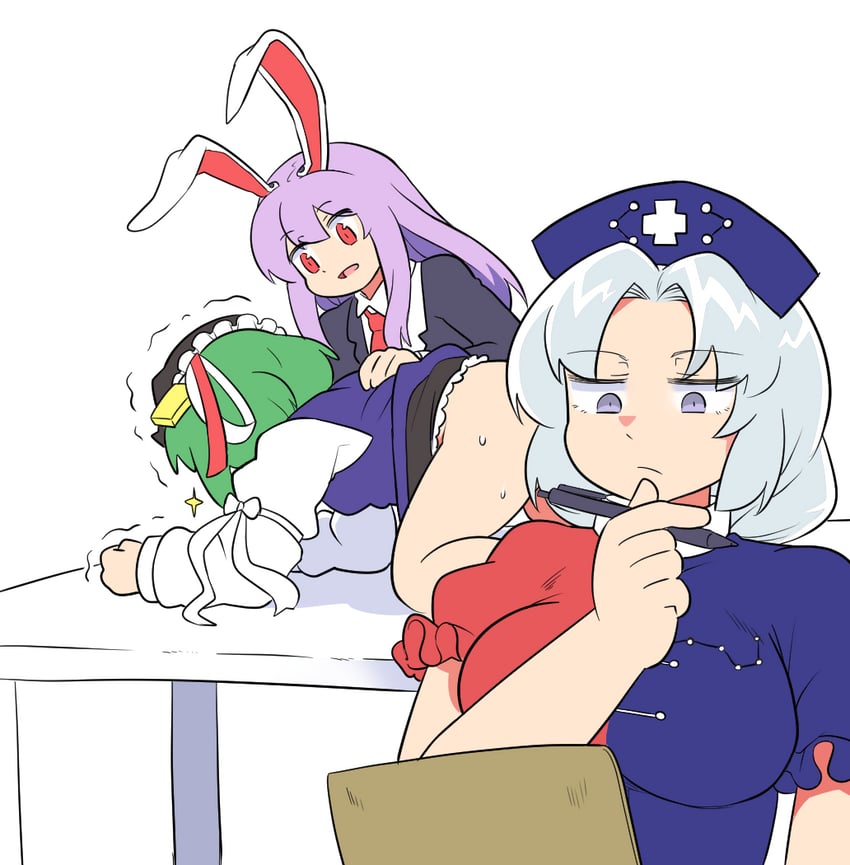 reisen udongein inaba, yagokoro eirin, and shiki eiki (touhou) drawn by sekaihebi