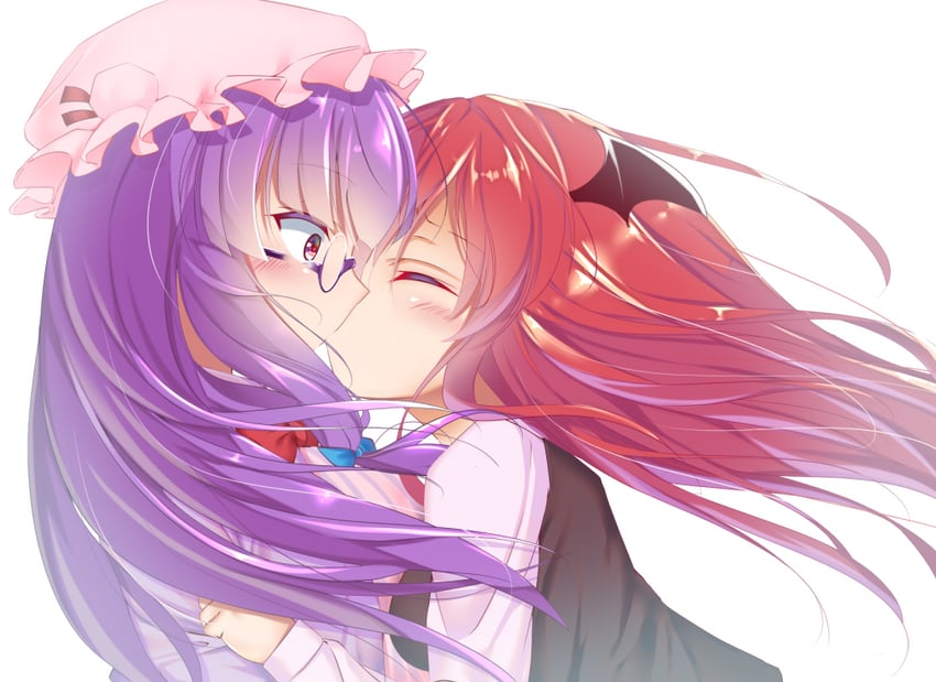 patchouli knowledge and koakuma (touhou) drawn by miyajima_(anthem-anthem)