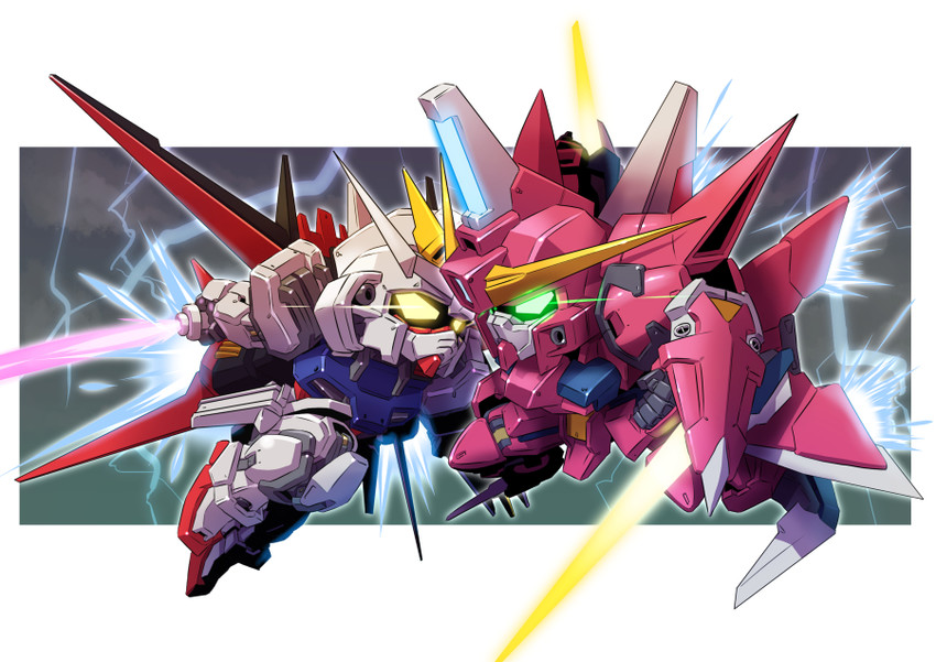 strike gundam, aile strike gundam, and aegis gundam (gundam and 2 more) drawn by yabe_makoto