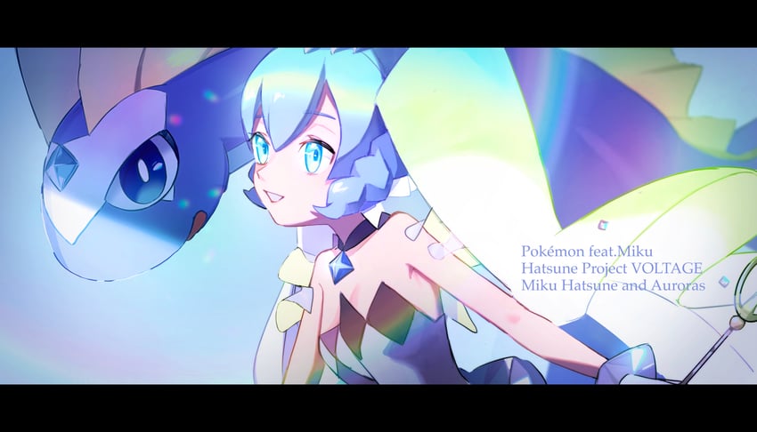 hatsune miku, aurorus, and rock miku (pokemon and 2 more) drawn by mishio_(misio_40)