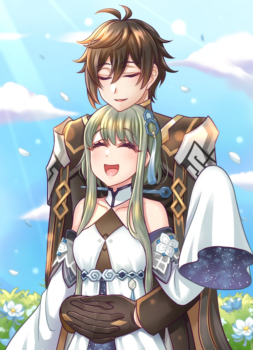 zhongli and guizhong (genshin impact) drawn by yakisobapan_tarou_&_negitoro-ko